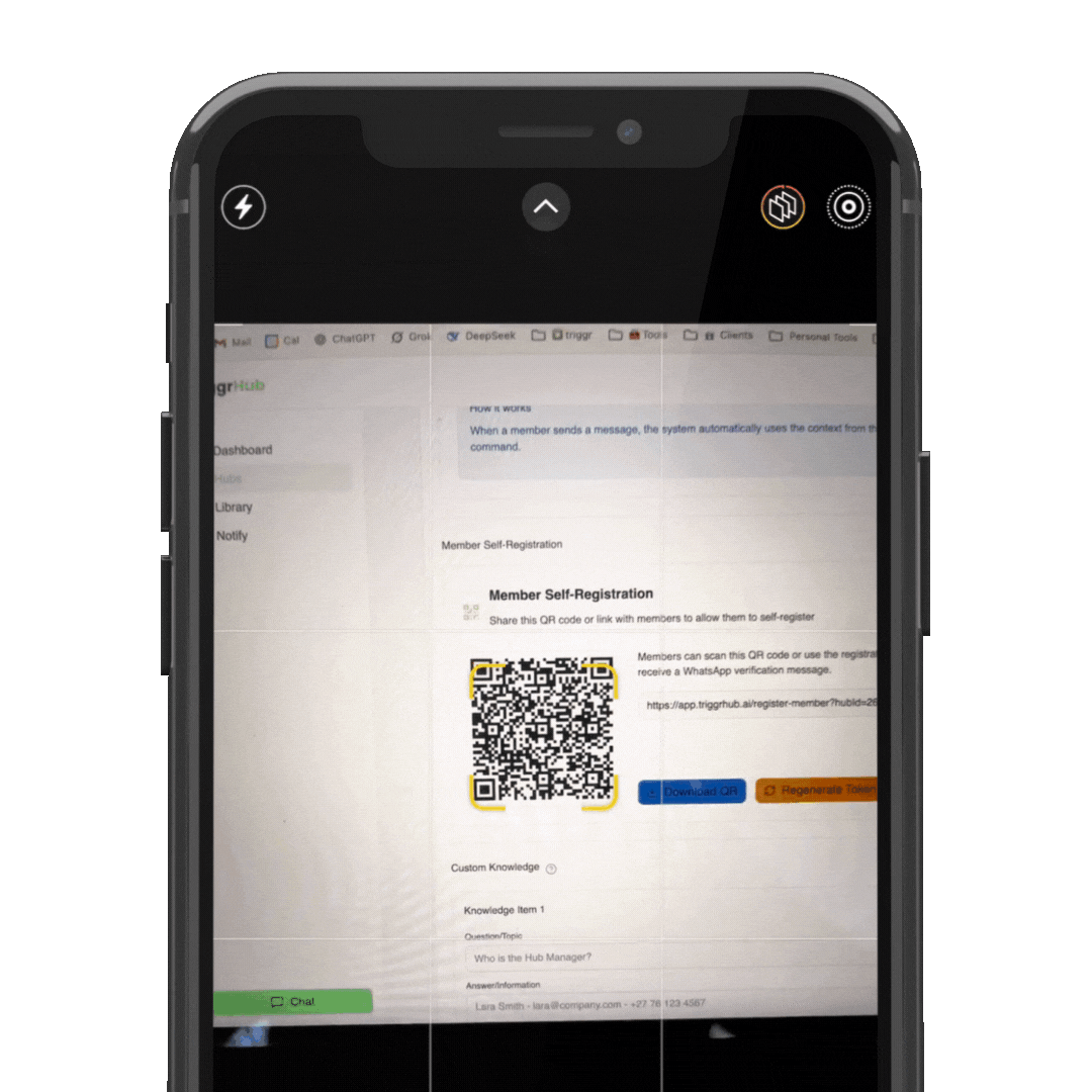Share the WhatsApp link, QR code or upload contacts